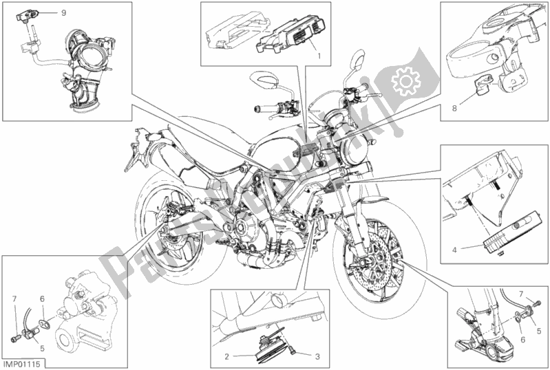 Toutes les pièces pour le 13d - Appareils électriques du Ducati Scrambler 1100 Thailand USA 2019